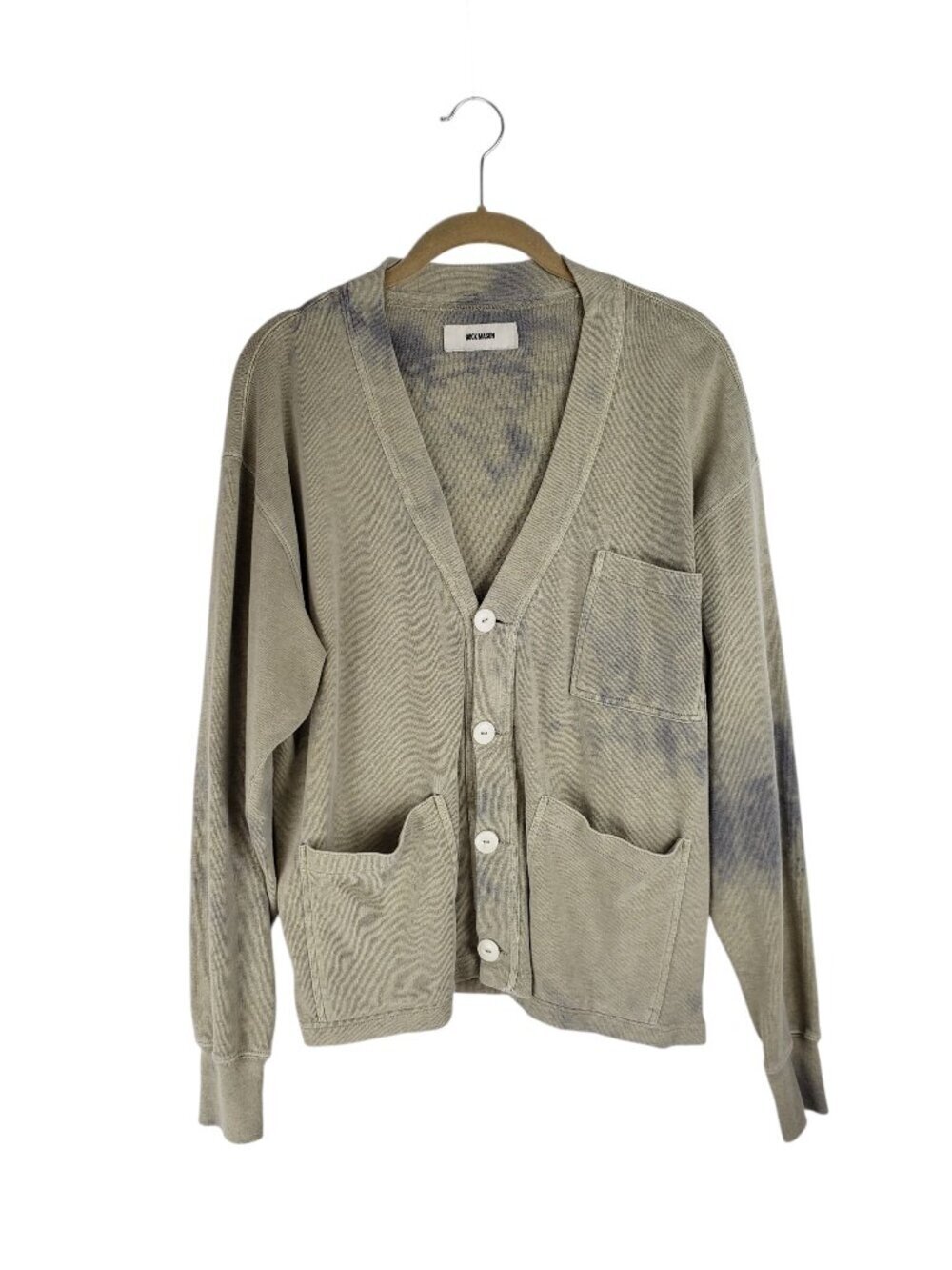 Buck Mason Cotton Cardigan 3-Pocket V-Neck Neutral Dyed Womens Medium